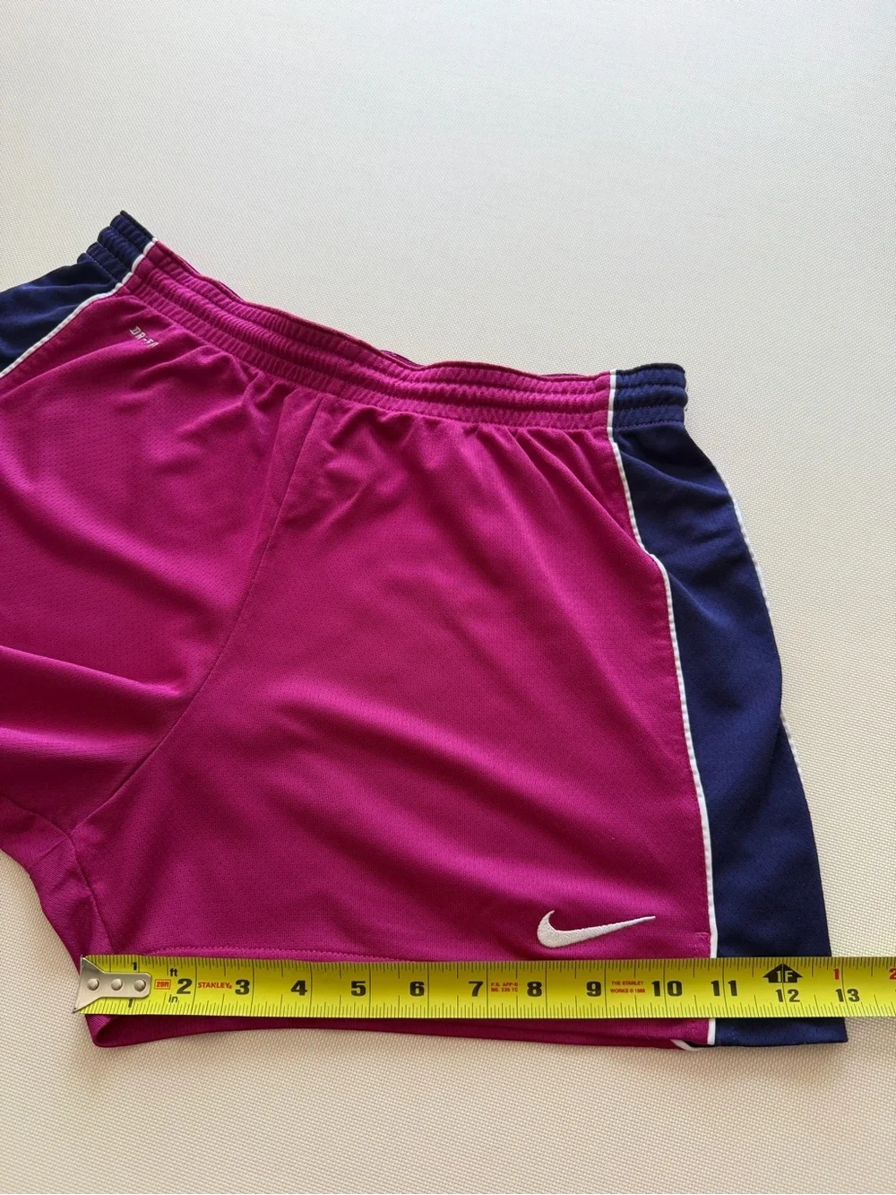 Nike Dri-Fit Women's Magenta Athletic Shorts with Navy Side Panels M